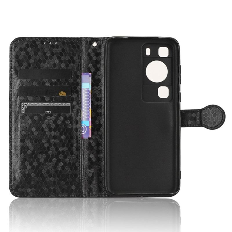 Flip Cover Huawei P60 Pro Med Snor 3d Mønster Med Rem