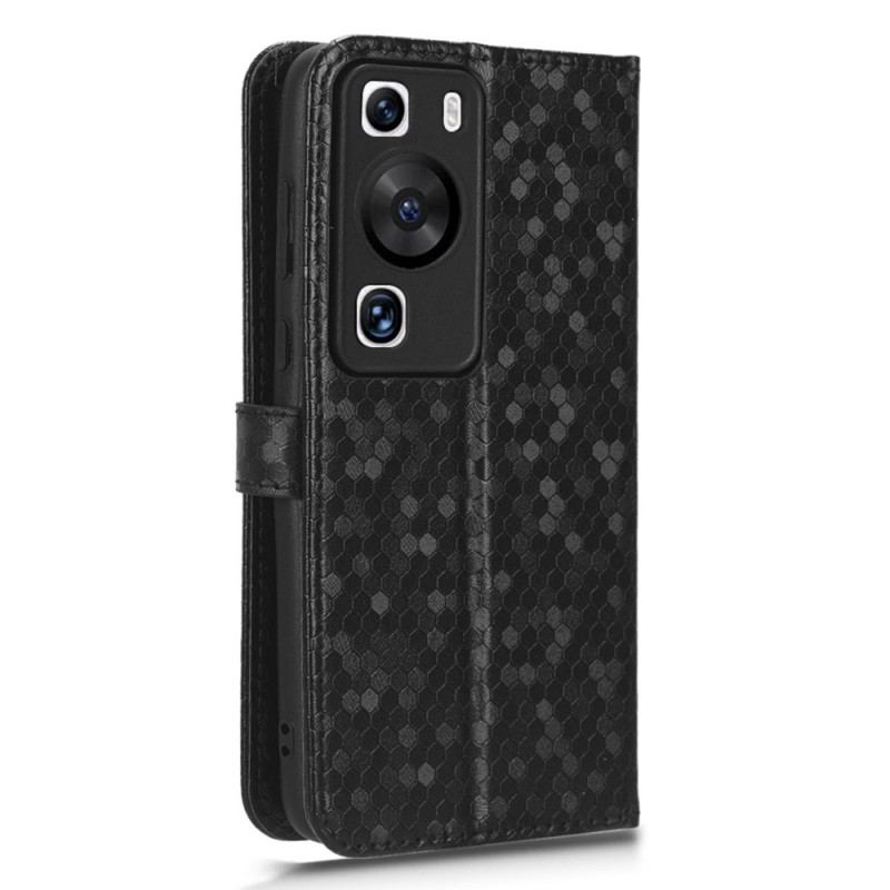 Flip Cover Huawei P60 Pro Med Snor 3d Mønster Med Rem