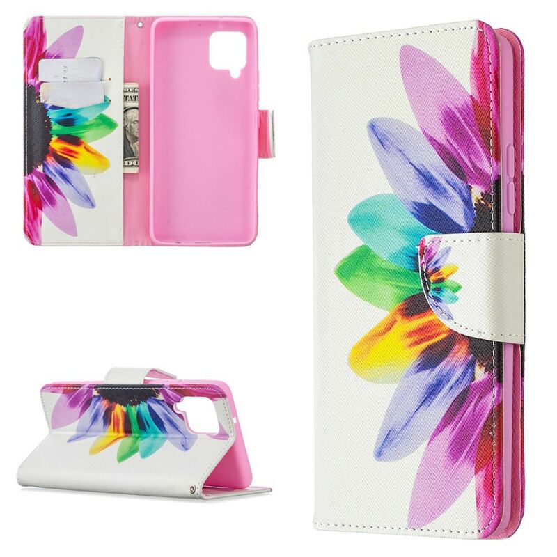 Flip Cover Samsung Galaxy A42 5G Akvarel Blomst