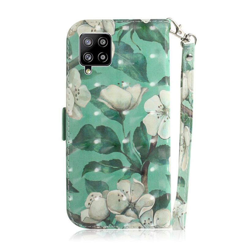 Flip Cover Samsung Galaxy A42 5G Med Snor Blomstrende Gren Med Rem