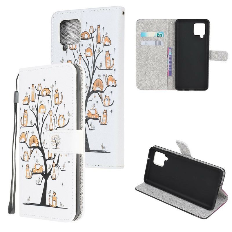 Flip Cover Samsung Galaxy A42 5G Med Snor Funky Cats Med Rem