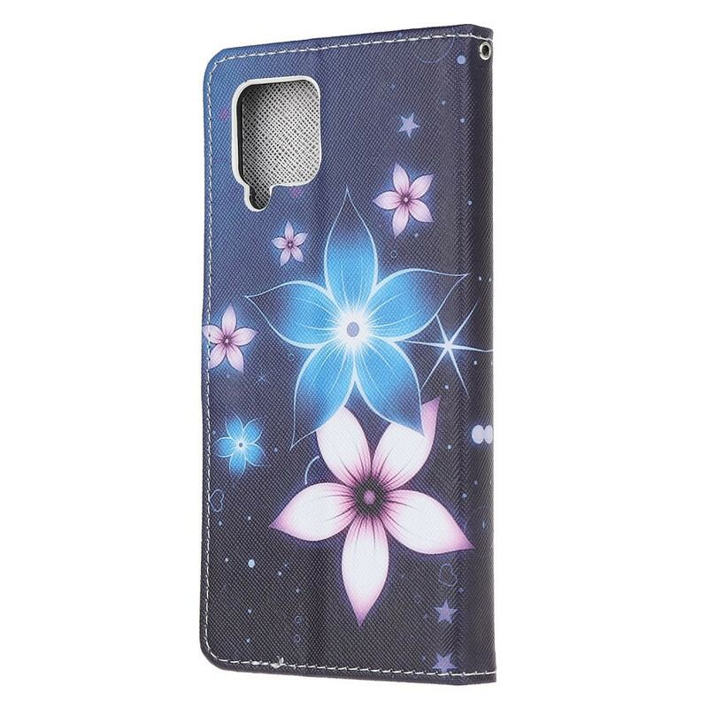 Flip Cover Samsung Galaxy A42 5G Med Snor Lunar Strap Blomster