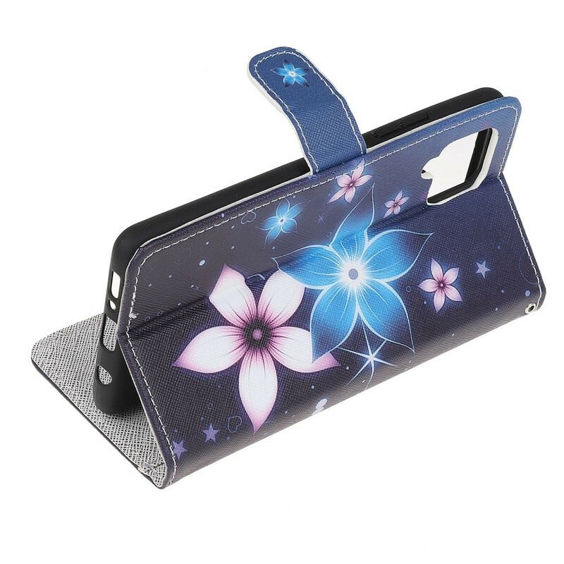 Flip Cover Samsung Galaxy A42 5G Med Snor Lunar Strap Blomster