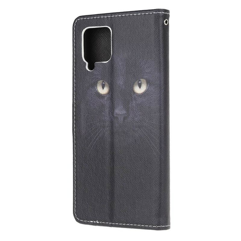 Flip Cover Samsung Galaxy A42 5G Med Snor Strappy Black Cat Eyes