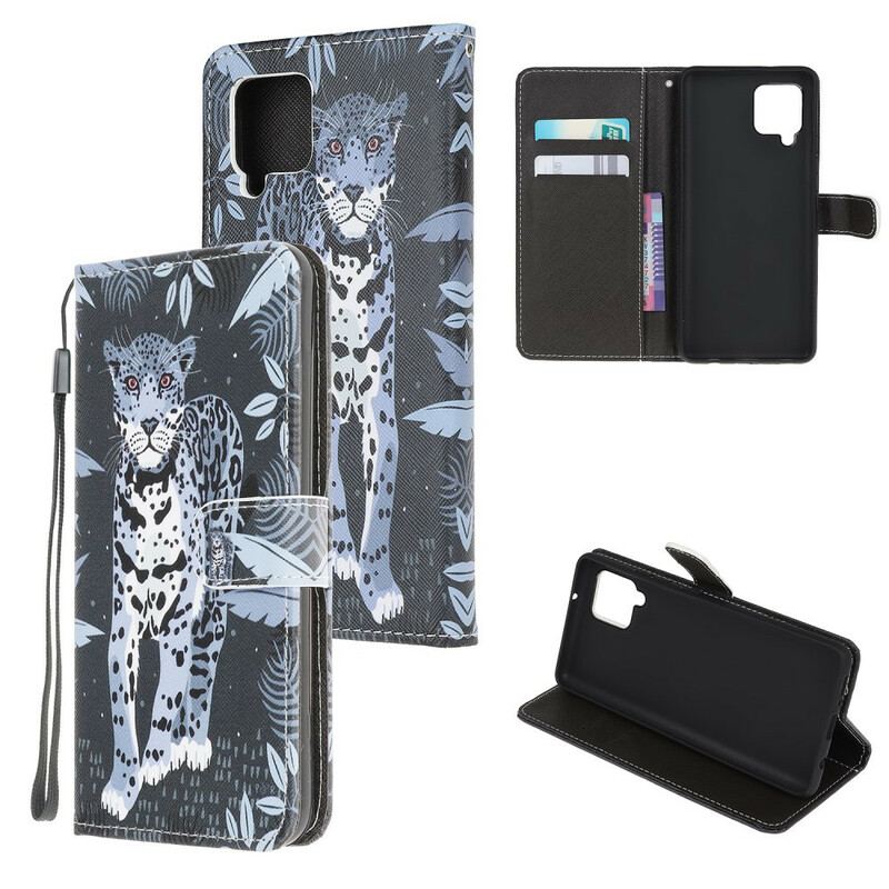 Flip Cover Samsung Galaxy A42 5G Med Snor Strappy Leopard