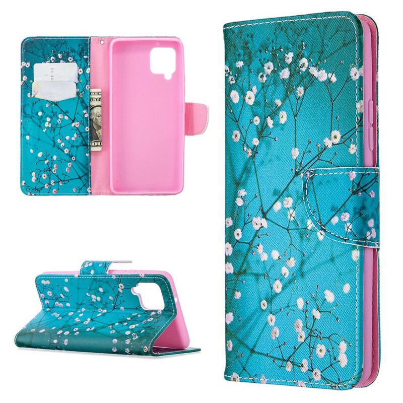 Læder Cover Samsung Galaxy A42 5G Blomstrende Træ