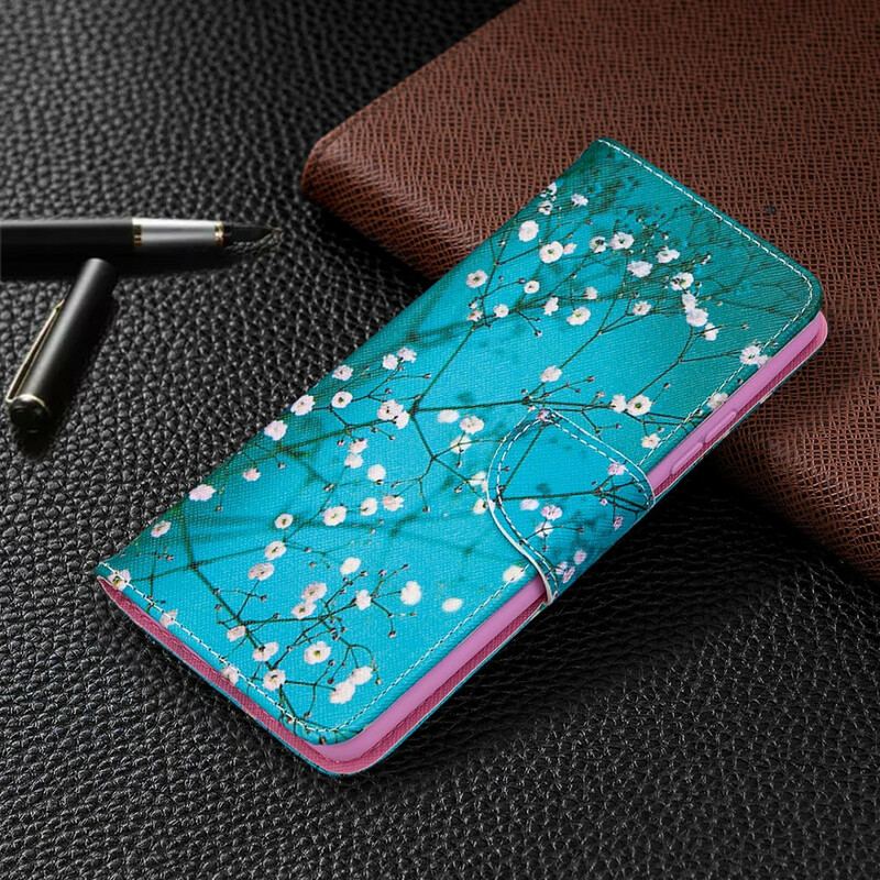 Læder Cover Samsung Galaxy A42 5G Blomstrende Træ