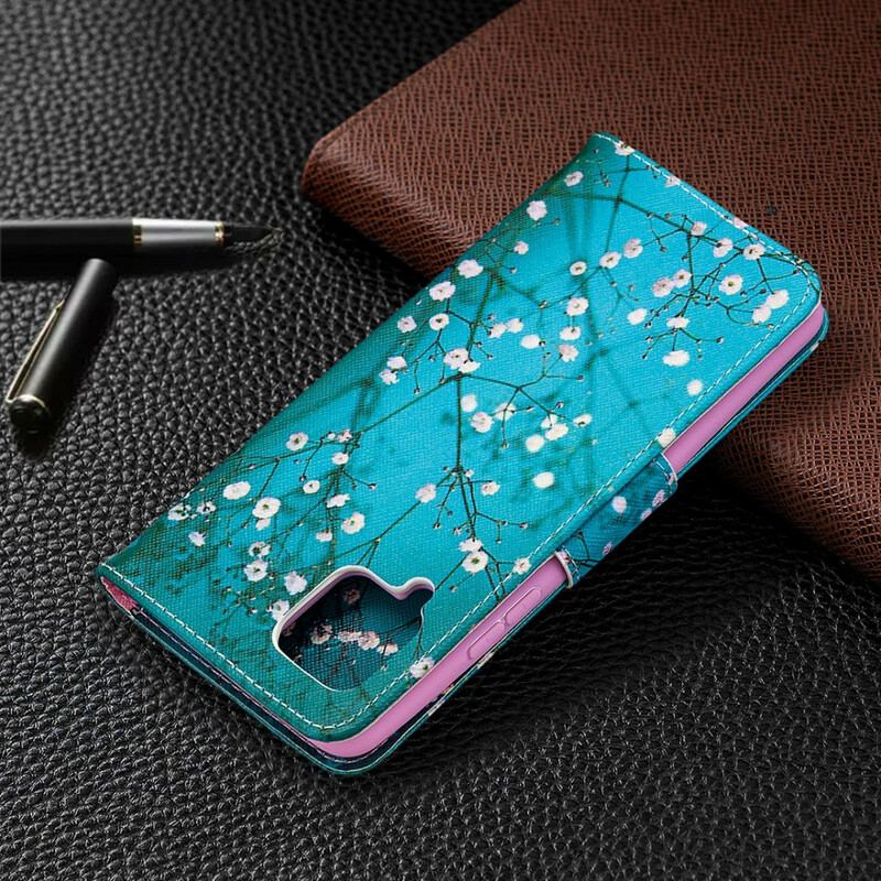 Læder Cover Samsung Galaxy A42 5G Blomstrende Træ