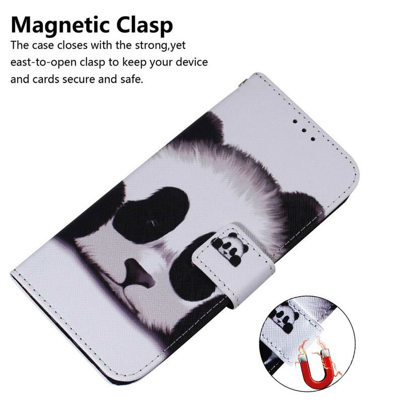 Læder Cover Samsung Galaxy A42 5G Panda Ansigt