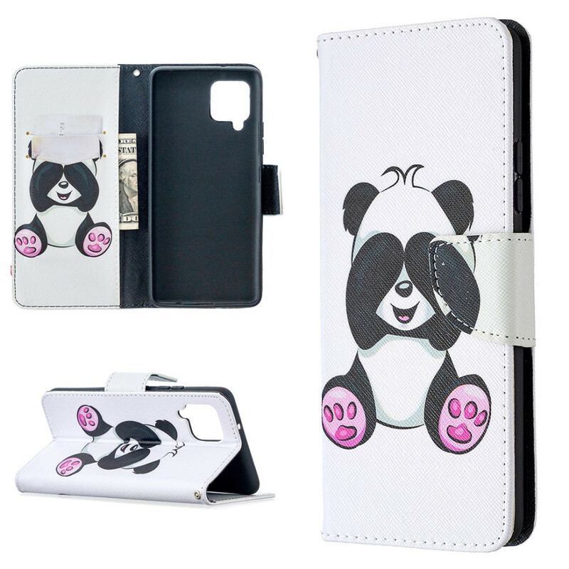 Læder Cover Samsung Galaxy A42 5G Panda Sjov