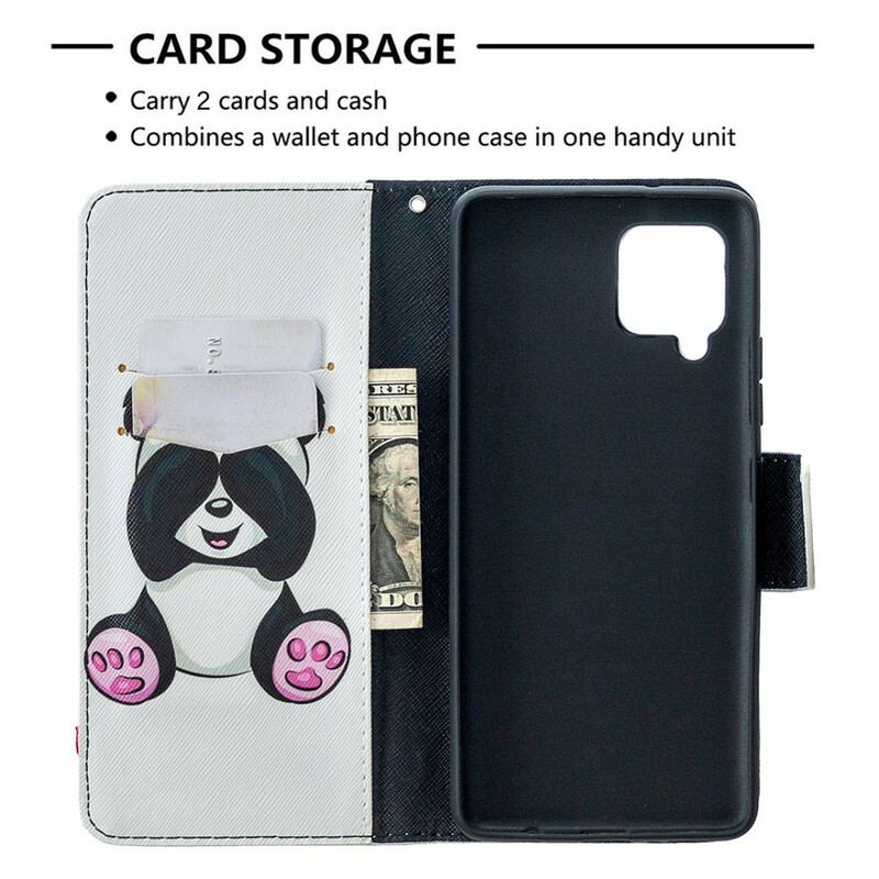 Læder Cover Samsung Galaxy A42 5G Panda Sjov