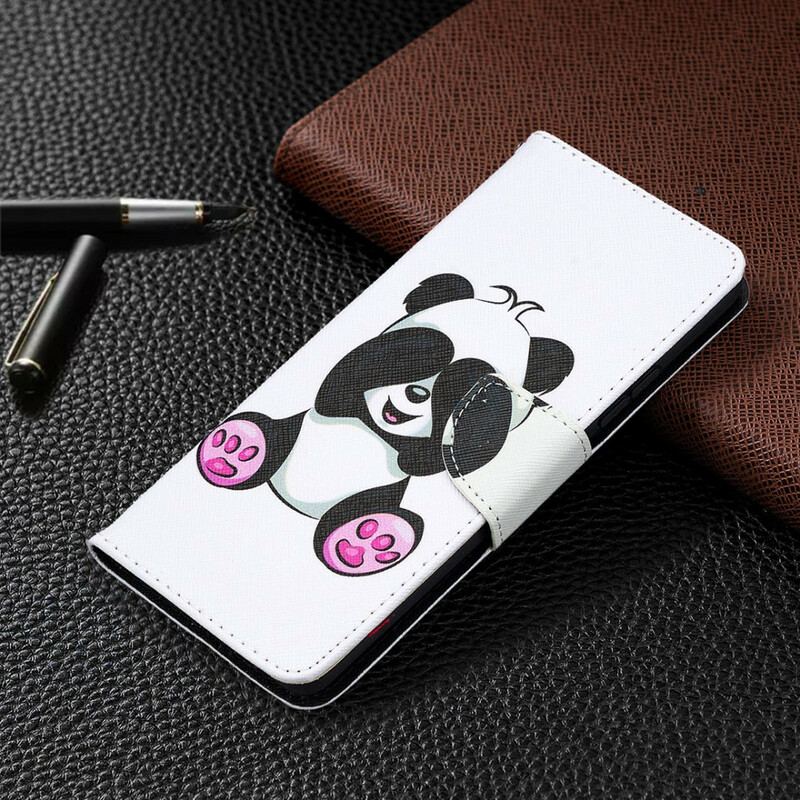 Læder Cover Samsung Galaxy A42 5G Panda Sjov