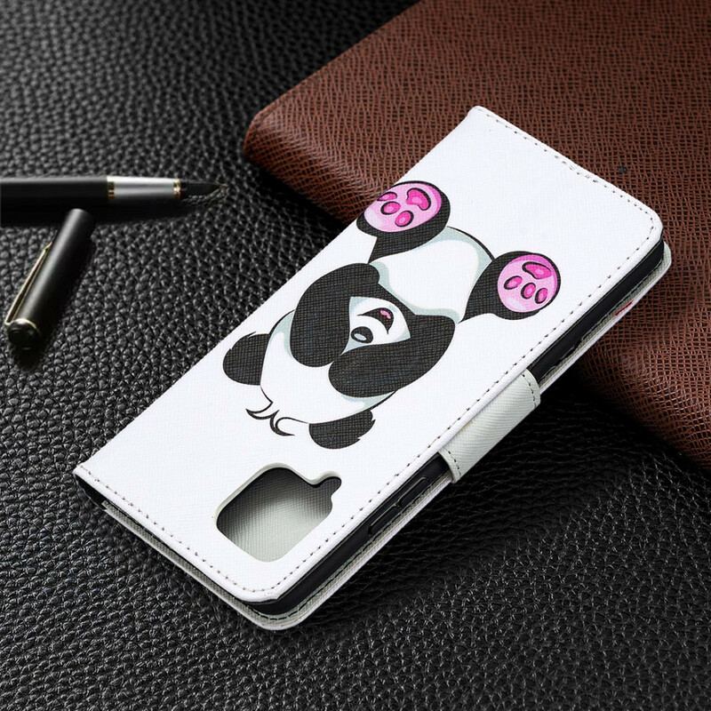 Læder Cover Samsung Galaxy A42 5G Panda Sjov