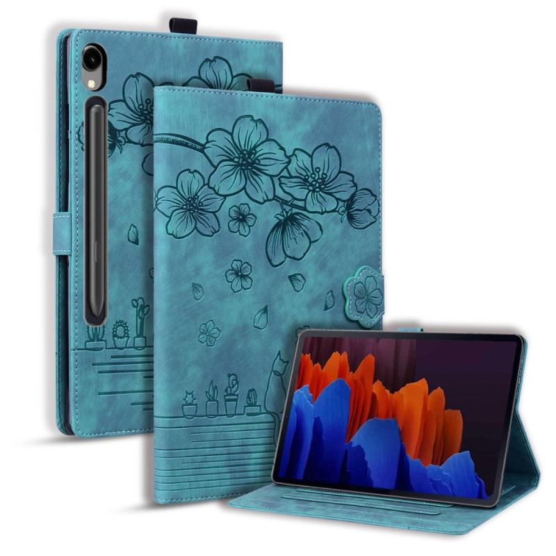 Flip Cover Samsung Galaxy Tab S9 Blomsterkat