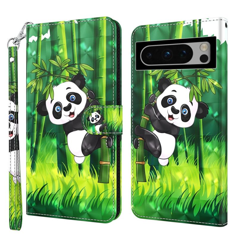 Flip Cover Google Pixel 8 Pro Panda Bambus Med Rem