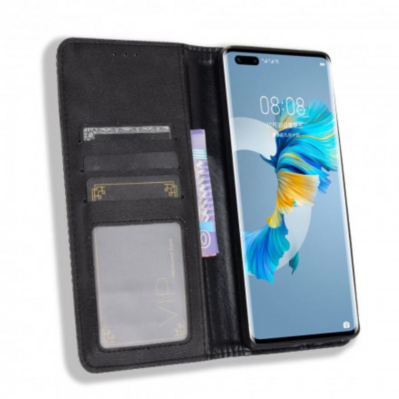 Cover Huawei Mate 40 Pro Flip Cover Stiliseret Vintage Lædereffekt