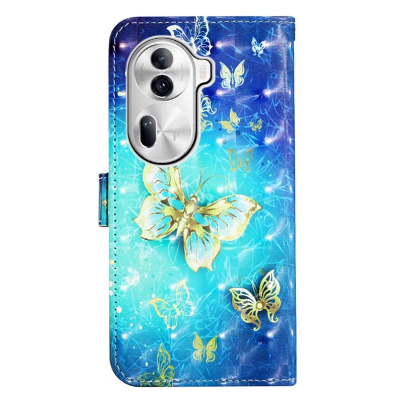 Flip Cover Til Oppo Reno 11 Pro 5g Gyldne Sommerfugle