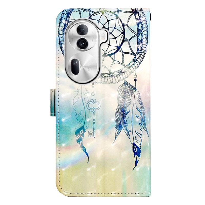 Læder Cover Oppo Reno 11 Pro 5g Telefon Etui Akvarel Drømmefanger