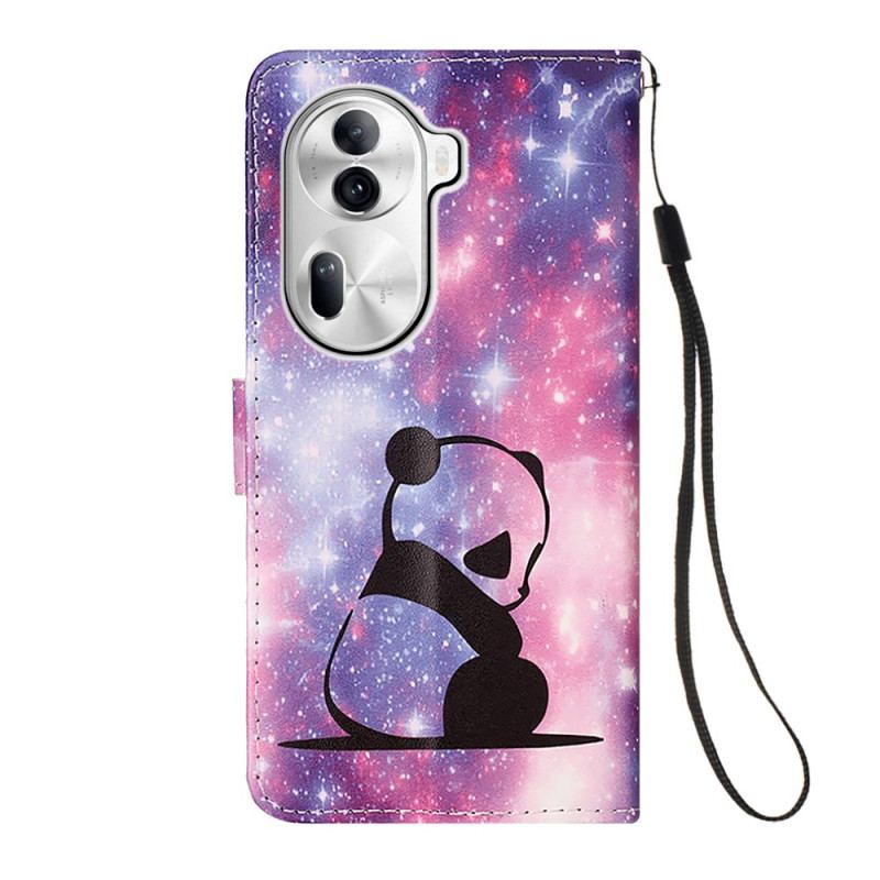 Læder Cover Oppo Reno 11 Pro 5g Telefon Etui Baby Panda Med Rem