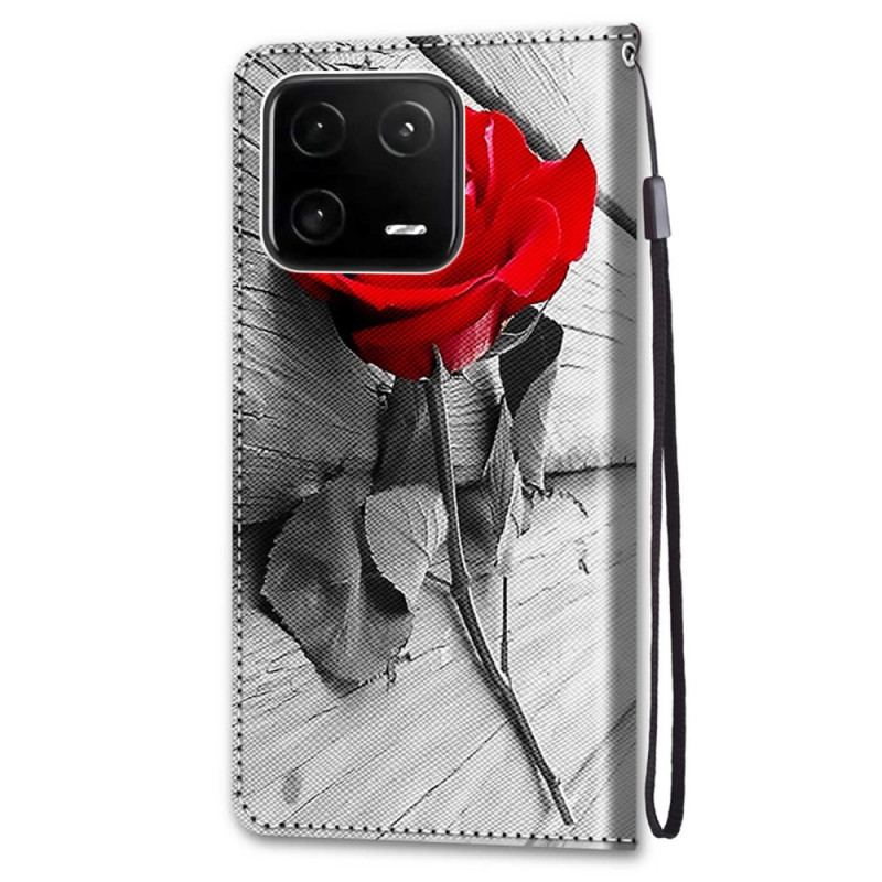 Flip Cover Xiaomi 13 Pro Blomster Med Rem