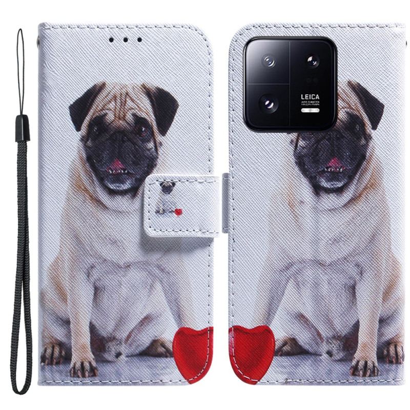 Flip Cover Xiaomi 13 Pro Med Snor Mops Hund Med Snor