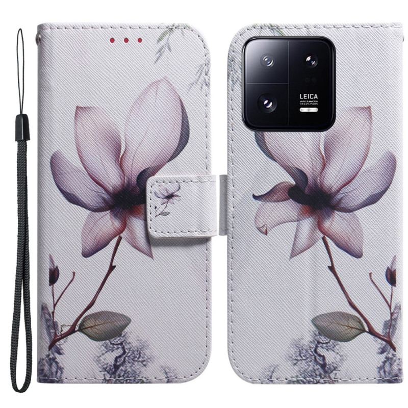 Flip Cover Xiaomi 13 Pro Med Snor Strappy Rose Flower