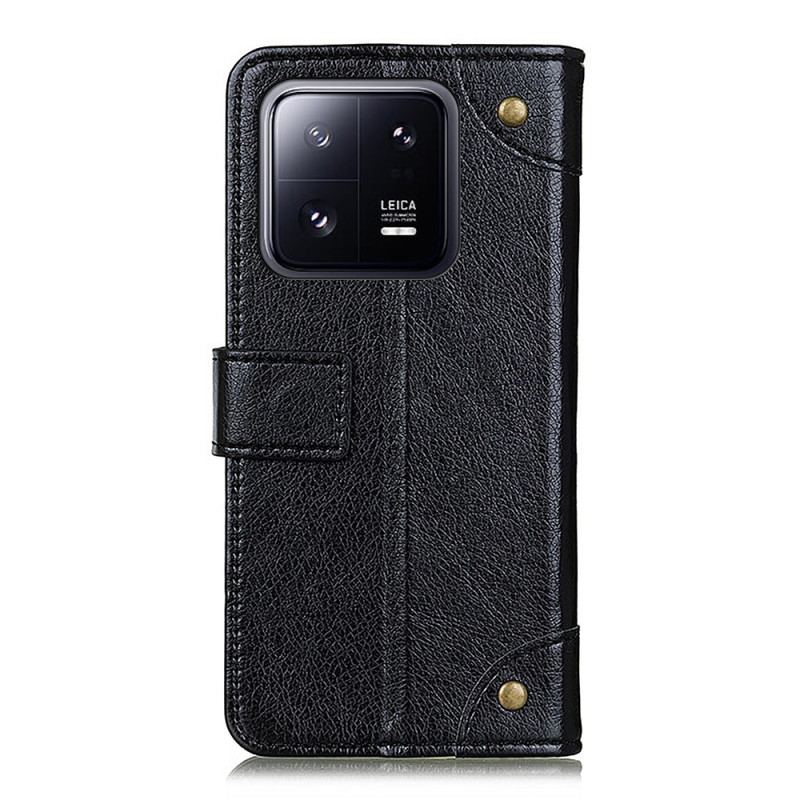 Flip Cover Xiaomi 13 Pro Style Nappa Læder Vintage Nitter