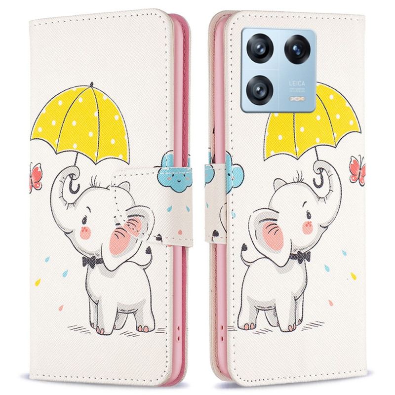 Læder Cover Xiaomi 13 Pro Sommerfugle Paraply