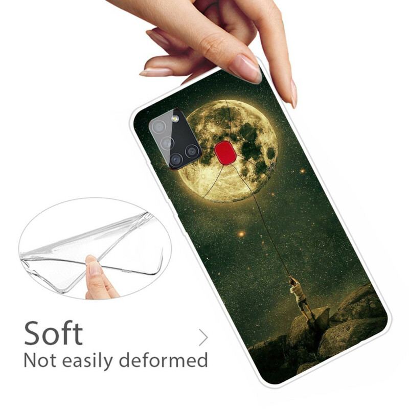 Cover Samsung Galaxy A21s Fleksibel Månemand