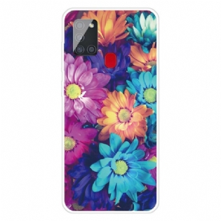 Cover Samsung Galaxy A21s Fleksible Blomster