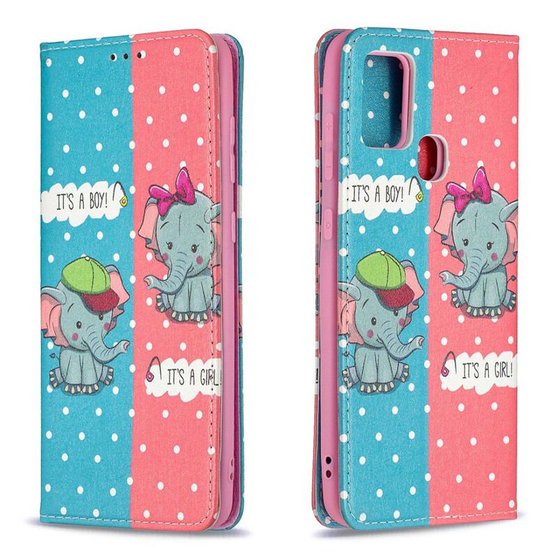 Cover Samsung Galaxy A21s Flip Cover Baby Elefanter