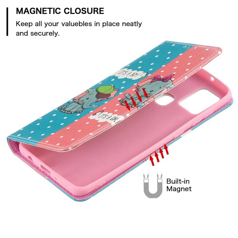 Cover Samsung Galaxy A21s Flip Cover Baby Elefanter