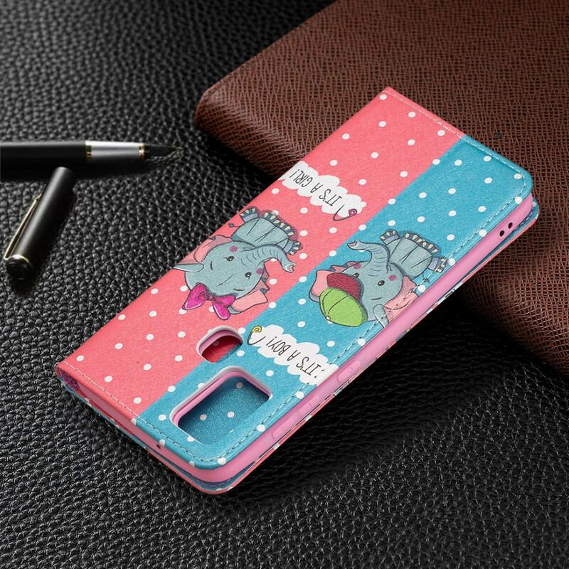 Cover Samsung Galaxy A21s Flip Cover Baby Elefanter