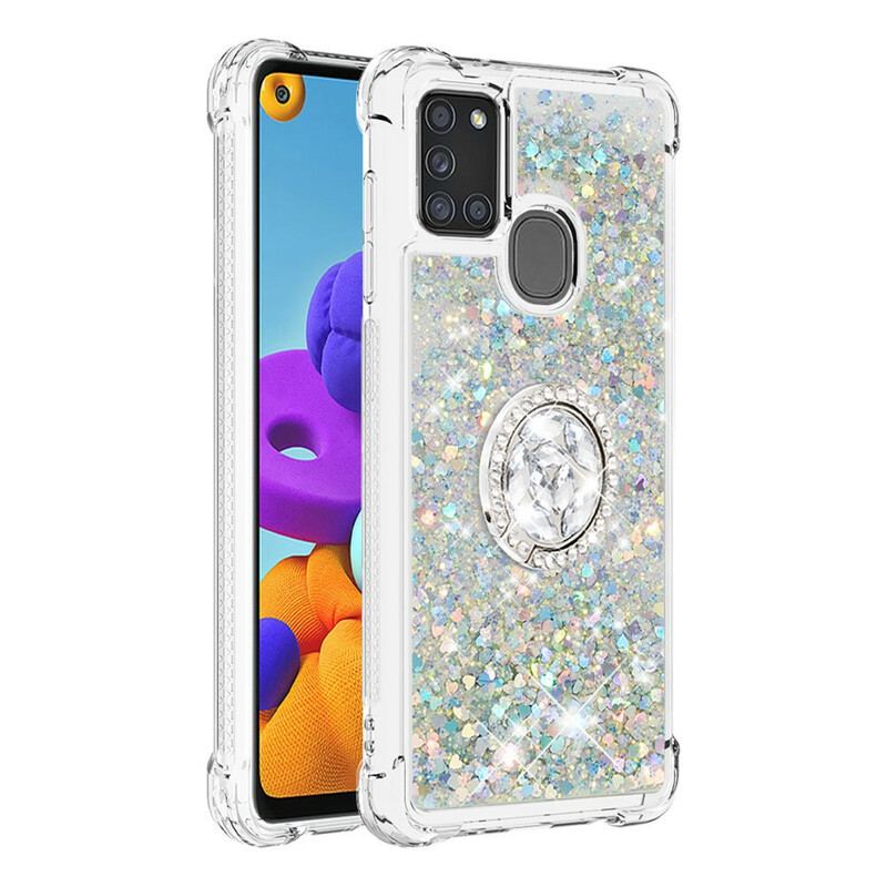 Cover Samsung Galaxy A21s Pailletter Med Ring-support