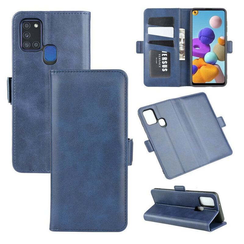 Flip Cover Samsung Galaxy A21s Læder Cover Dobbelt Klap