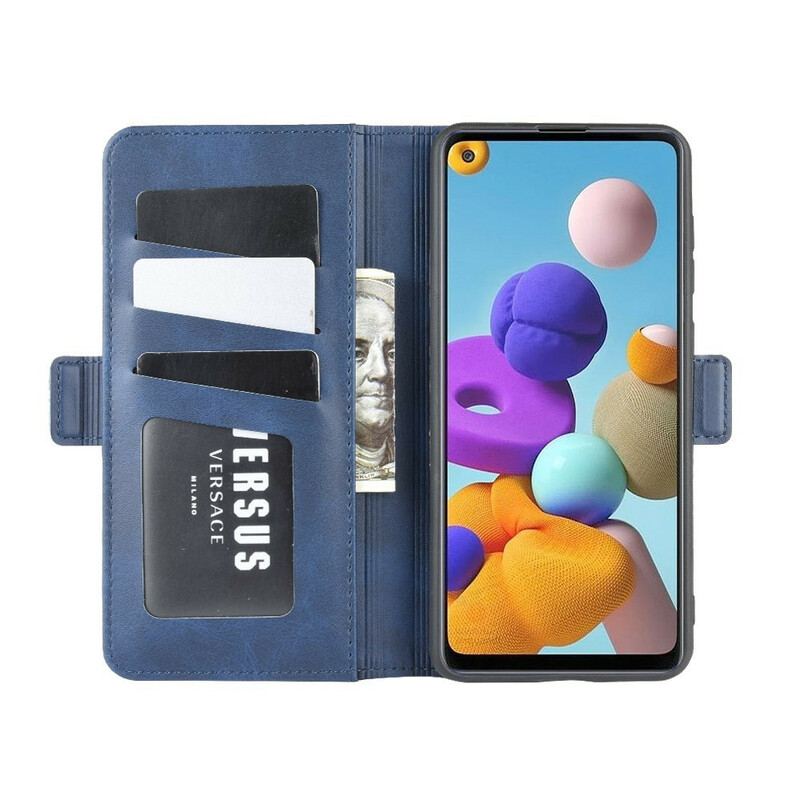 Flip Cover Samsung Galaxy A21s Læder Cover Dobbelt Klap