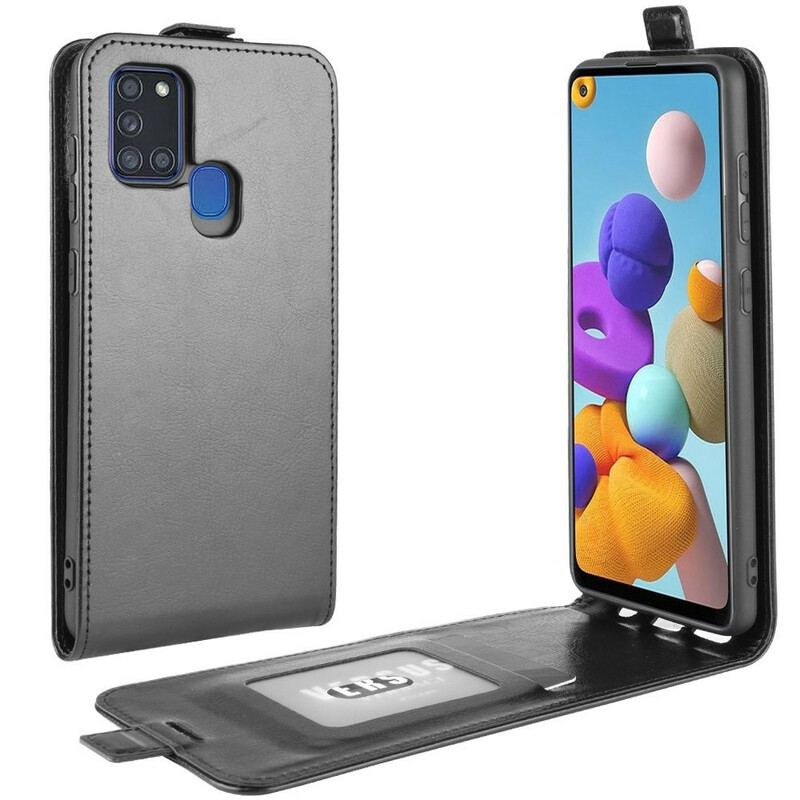 Flip Cover Samsung Galaxy A21s Læder Cover Foldende Lædereffekt