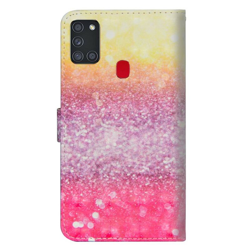 Flip Cover Samsung Galaxy A21s Magenta Glitter Gradient