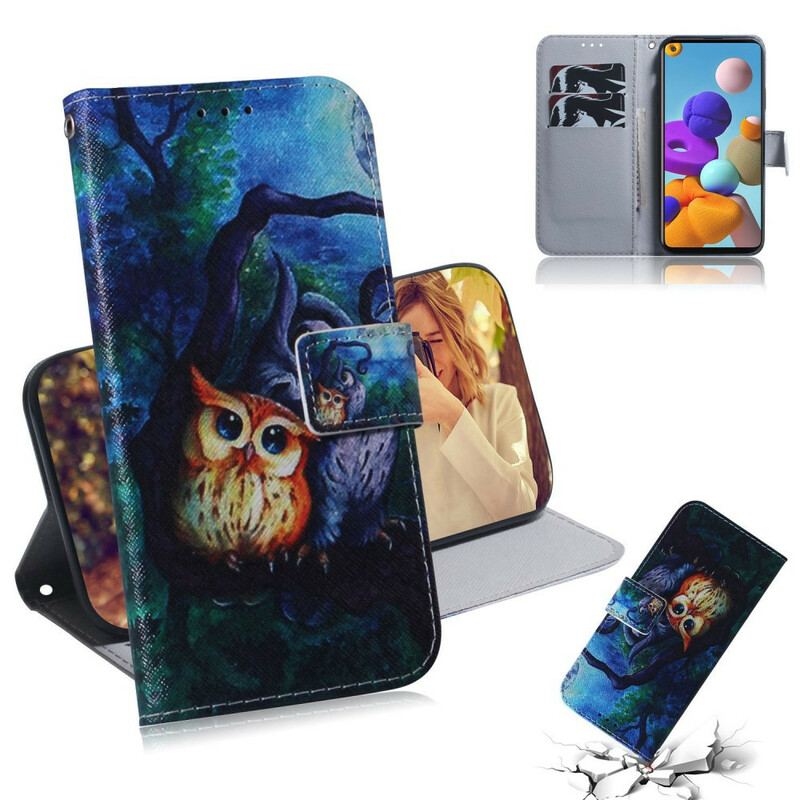 Flip Cover Samsung Galaxy A21s Maleri Af Ugler