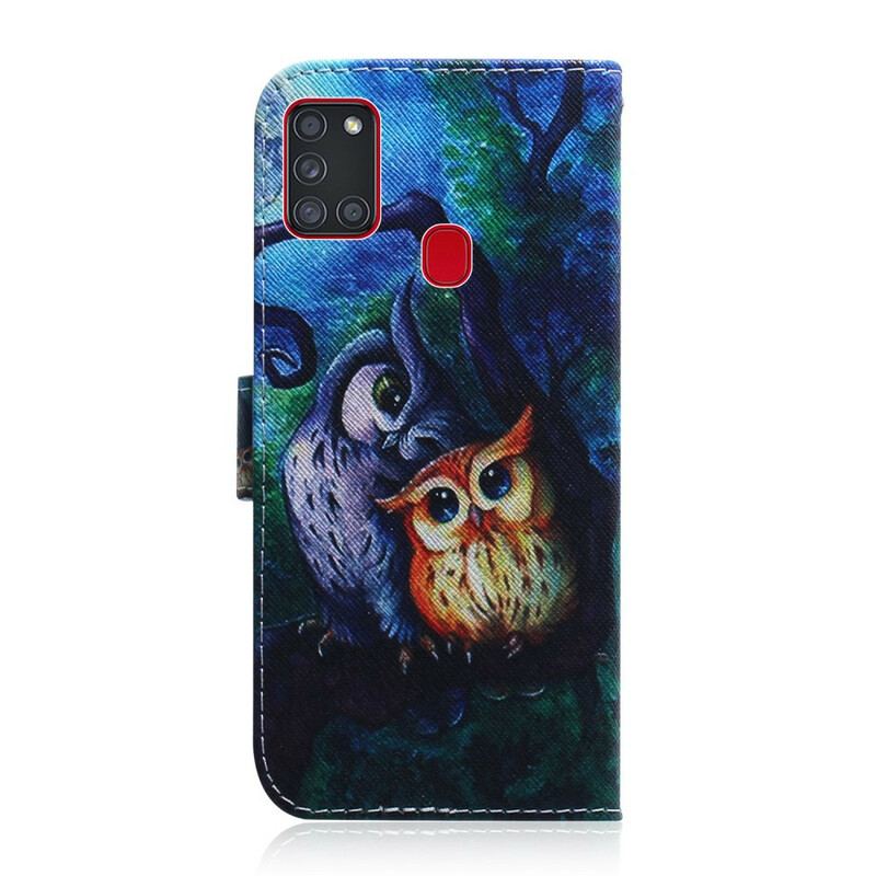 Flip Cover Samsung Galaxy A21s Maleri Af Ugler