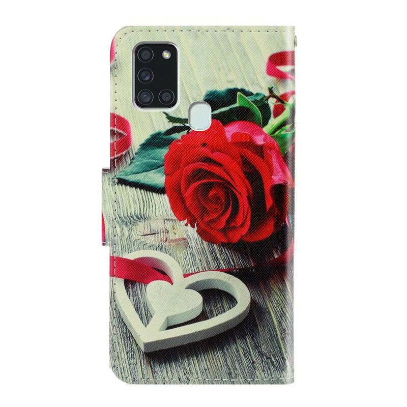 Flip Cover Samsung Galaxy A21s Med Snor Farverige Strappy Blomster