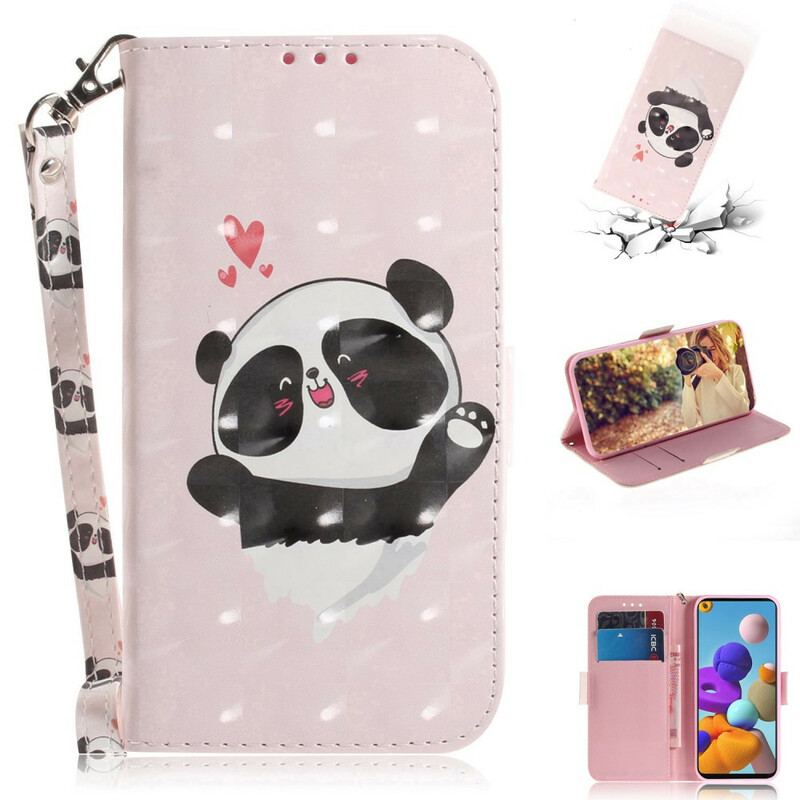 Flip Cover Samsung Galaxy A21s Med Snor Panda Love Med Snor