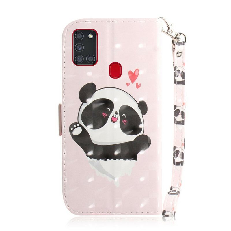 Flip Cover Samsung Galaxy A21s Med Snor Panda Love Med Snor