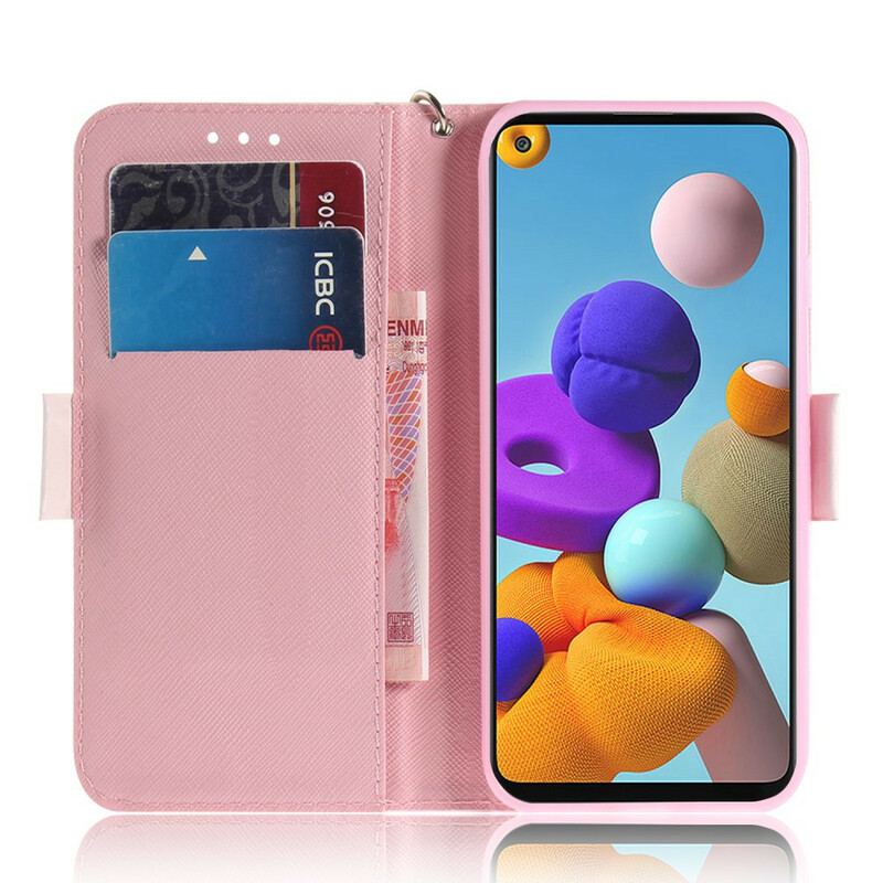 Flip Cover Samsung Galaxy A21s Med Snor Panda Love Med Snor