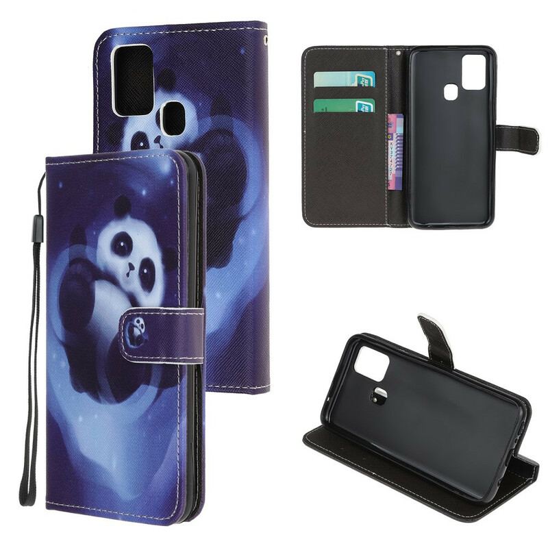 Flip Cover Samsung Galaxy A21s Med Snor Panda Space Med Snor