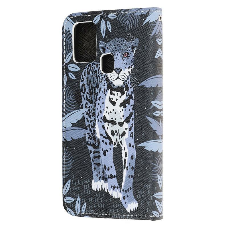 Flip Cover Samsung Galaxy A21s Med Snor Strappy Leopard