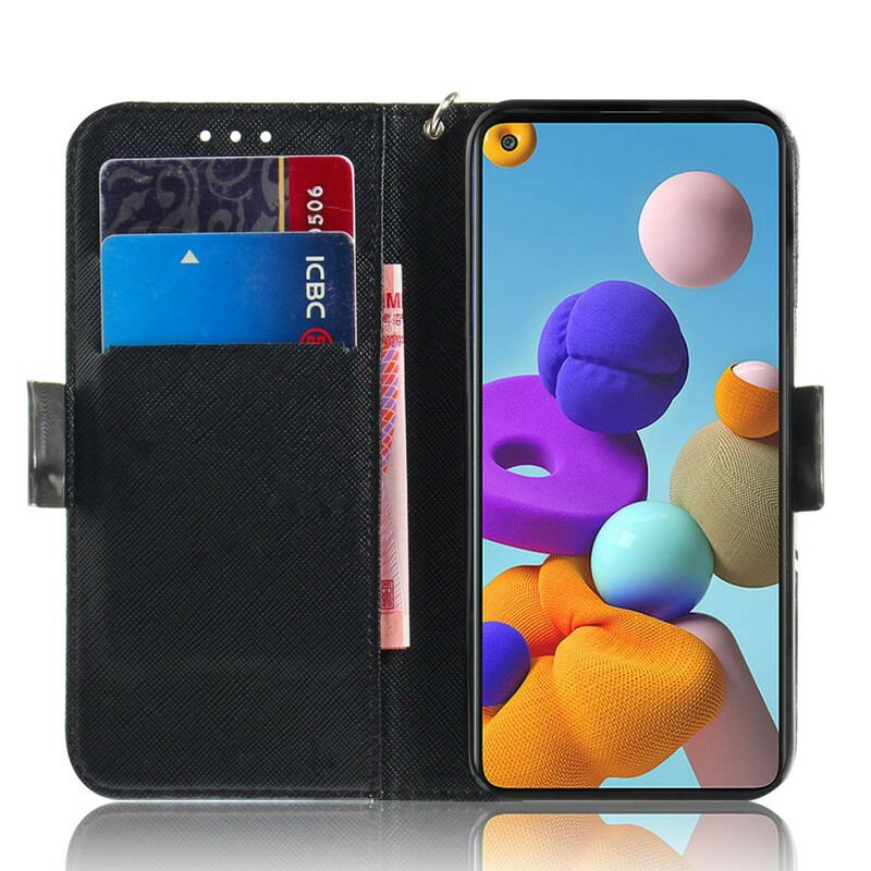 Flip Cover Samsung Galaxy A21s Med Snor Vred Panda Med Snor