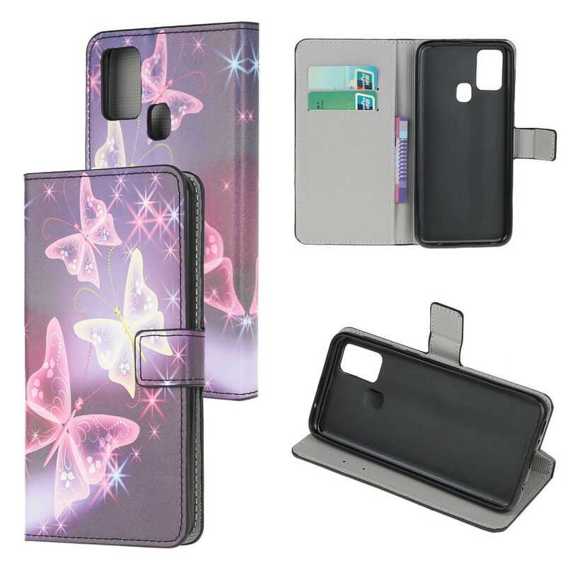 Flip Cover Samsung Galaxy A21s Neon Sommerfugle