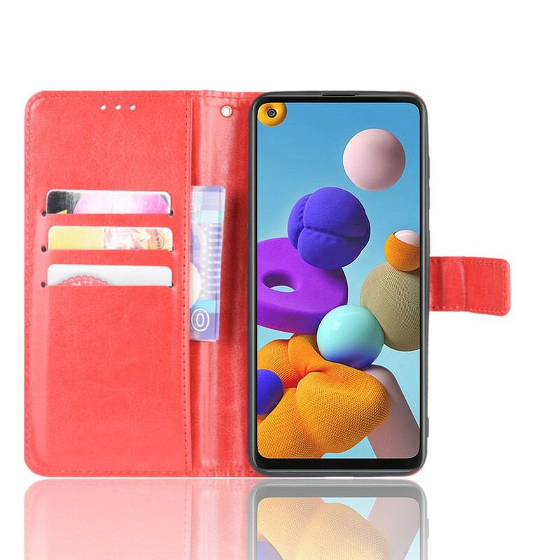 Flip Cover Samsung Galaxy A21s Prangende Kunstlæder