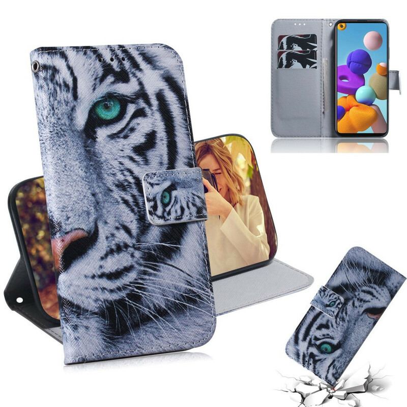 Flip Cover Samsung Galaxy A21s Tiger Ansigt